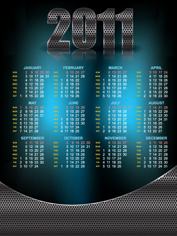 free vector 2011 calendar template vector